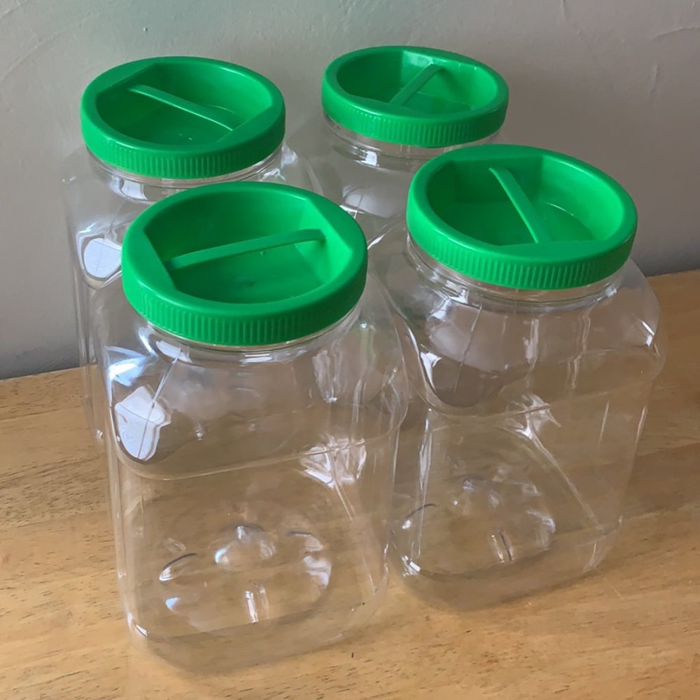 96oz Clear PET Plastic Square Jars With Red Handle - Picture 5 of 8